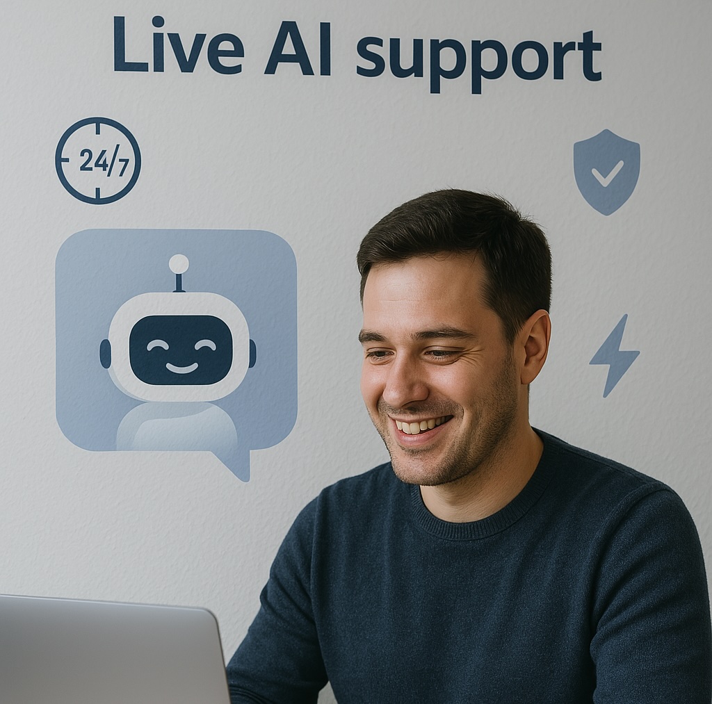 Live support interface showing real-time assistance
